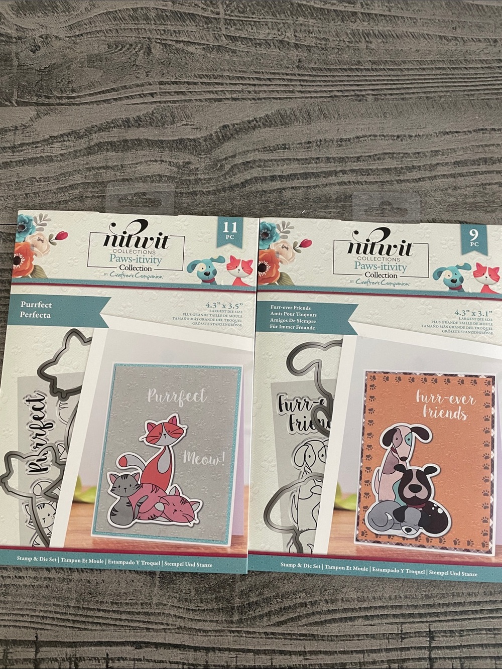 Nitwit collections “Paws-itivity” stamp and die set . Cats, Dogs. NEW